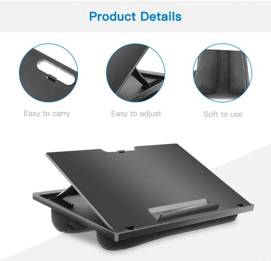 HUANUO Laptop Stand, Lap Tray, Lapdesk with Cushion Bed - Adjustable with 8 Angles, For Notebook, Tablet, Laptop Stand for Desk, Fit up to 15,6", Portable Tray Desk & Suitable for Travel, Work, Home - Image 4