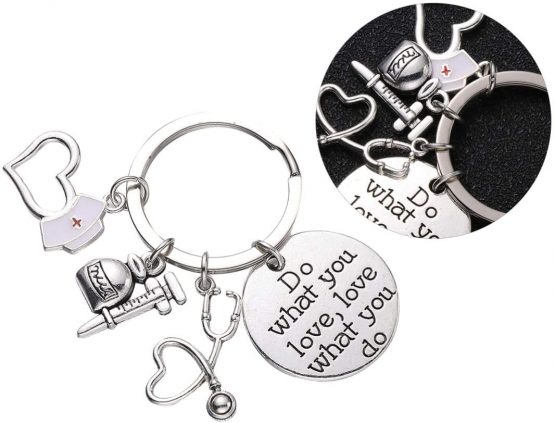 Amosfun Stethoscope Syringe Pendants Key Chains Medical Tools Keychain Jewelry Accessories for Nurse Medical Students Gifts Keychain Jewelry Bag Ring Pendant Decor - Image 3