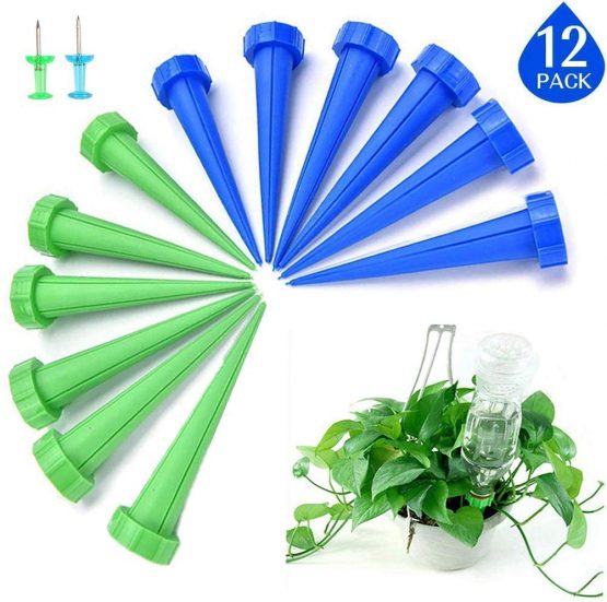LATERN 12Pcs Automatic Plant Watering Spike, Plant Watering Drip Irrigation System for Garden, Home, Indoor, Outdoor (Include 2 Pushpins)