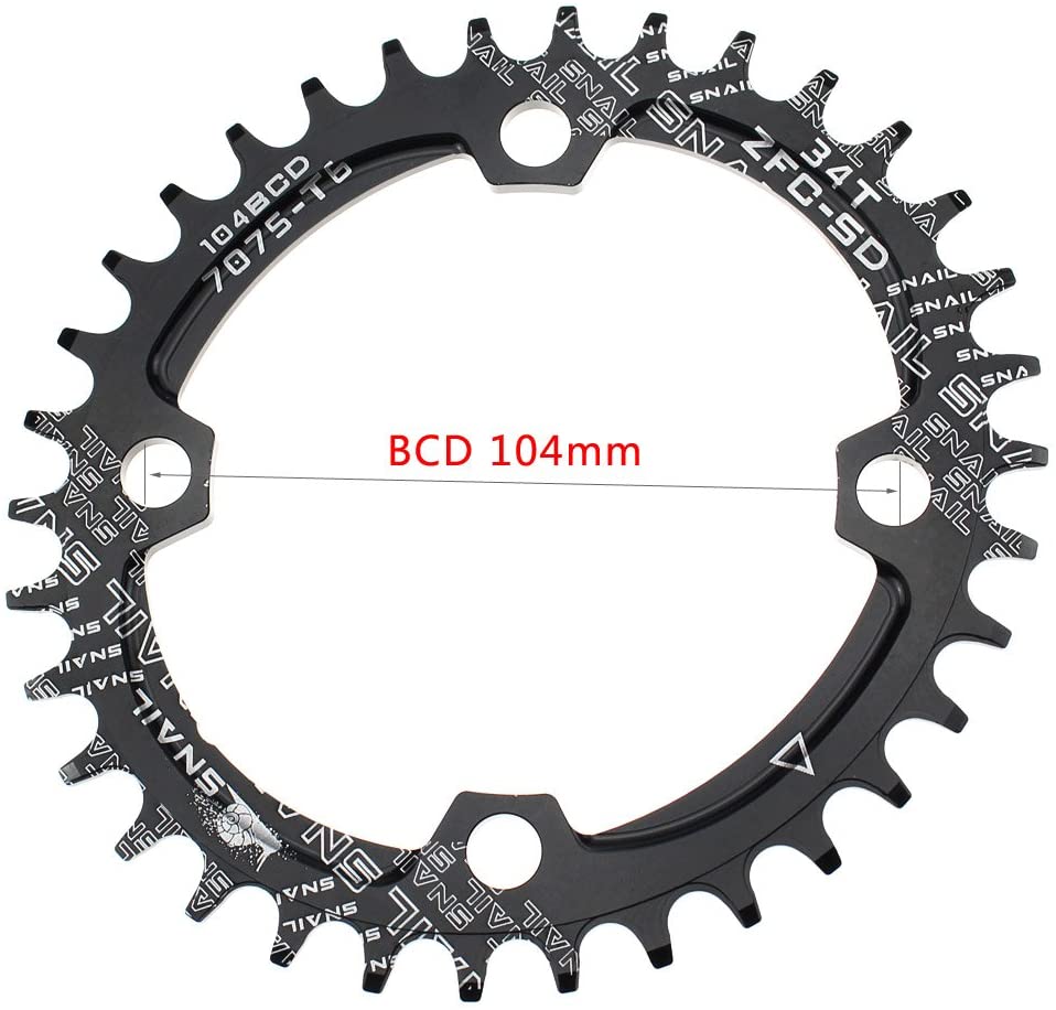 FOMTOR 104 BCD Chainring 36T 7-12 Speed Compatible CNC 7075 Aluminum Narrow Wide Tooth Round Chainrings for MTB/Road Bike Ebike Chainwheel Black - Image 3