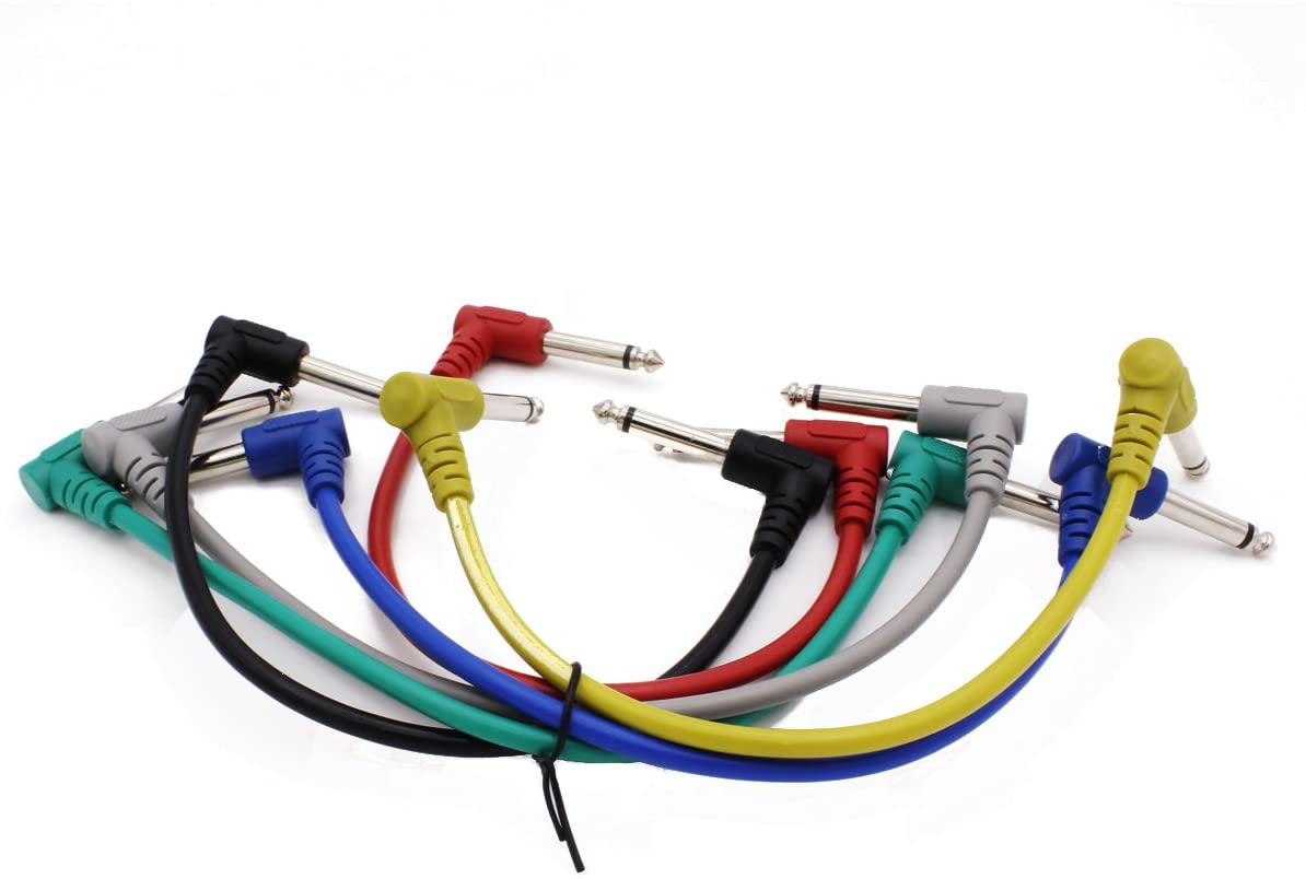 Leen4You Guitar Patch Cable Wire Effect Pedal Cable Cord Instrument Lead Cable Short Audio Connection Cable 6.35mm(1/4 inch) Colorful for Electric Guitar Bass Guitar Pack of 6 - Image 2