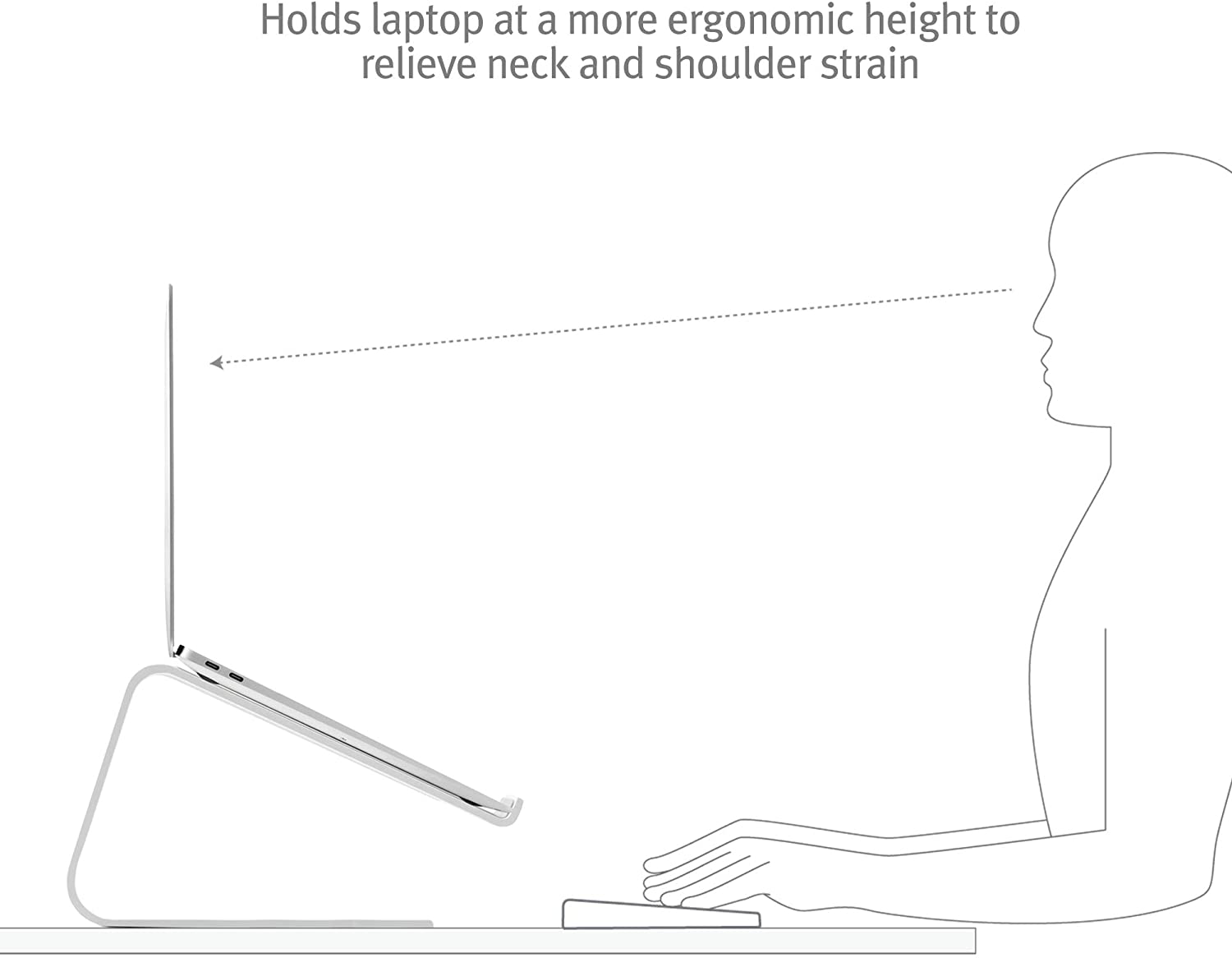 Twelve South Curve Laptop Stand, MacBook Stand - Ergonomic Aluminum Laptop Holder for Apple Dell, HP, Lenovo, Fits 11" to 17", White - Image 3