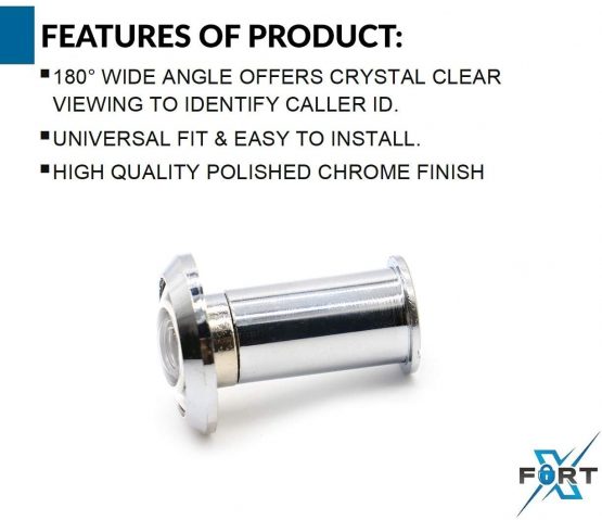XFORT® Polished Chrome Door Viewer, Wide Angle Door Spy Hole, Security Spy Hole for Front Door, Peep Holes for Doors, Door Peephole, Peep Hole, Door Spyhole, Door Viewers for Safety. - Image 3