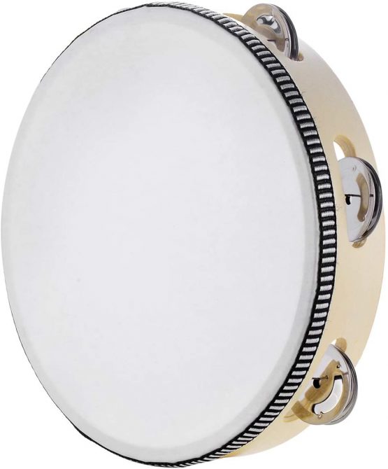 Tambourine for Church 8 inch Hand Held Drum Bell Birch Metal Jingles Percussion Musical Educational Instrument for KTV Party Kids Games by Musfunny (8 inch) - Image 2