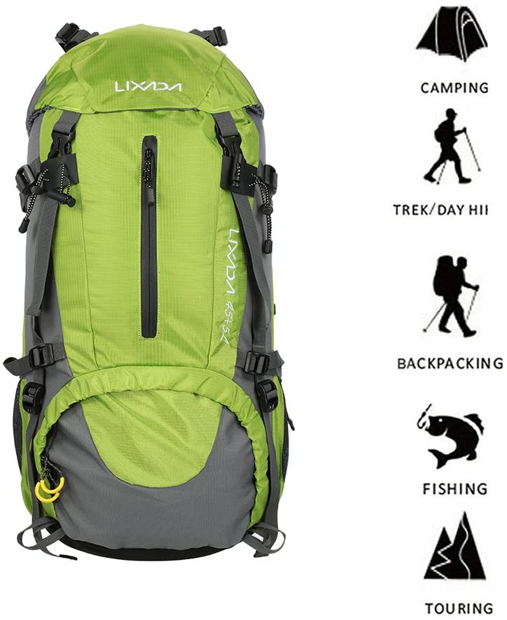 Lixada Hiking Backpack 50L Waterproof Lightweight Trekking Rucksack for Outdoor Sport Travel Cycling Climbing Mountaineer Climbing with Rain Cover - Image 2