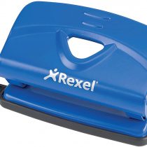 Rexel Value 210 2 Hole Punch, 10 Sheet Capacity, Adjustable Guide Bar, Metal, Blue, 2100758