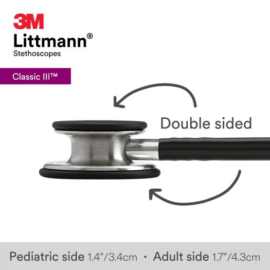3M Littmann Classic III Monitoring Stethoscope, Black Tube, 69 cm, 5620 - Image 4