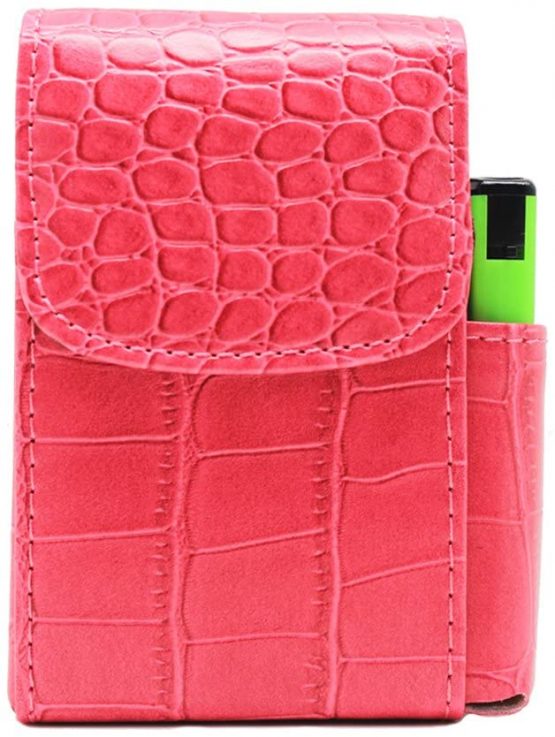 Cigarette Case, Boshiho PU Leather Cigarette Box with Lighter Holder Pouch Flip Top Tobacco Holder Metal Regular 20 Cigarettes Case Mothers Day Gift (Red) - Image 4