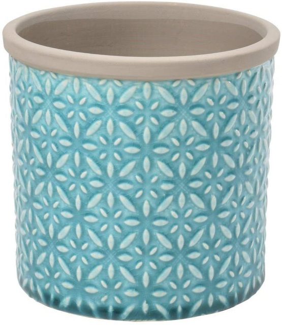 Burgon & Ball Tuscany Indoor Glazed Ceramic Plant Pot Small in Teal Blue