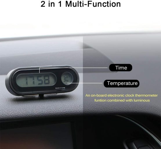 MASO Car Temperature Clock Universal Auto Dashboard Digital Clocks with Blacklight And LCD Screen Adjustable Vehicle Temperature Gauge Support 12h/24h Transformation Modes