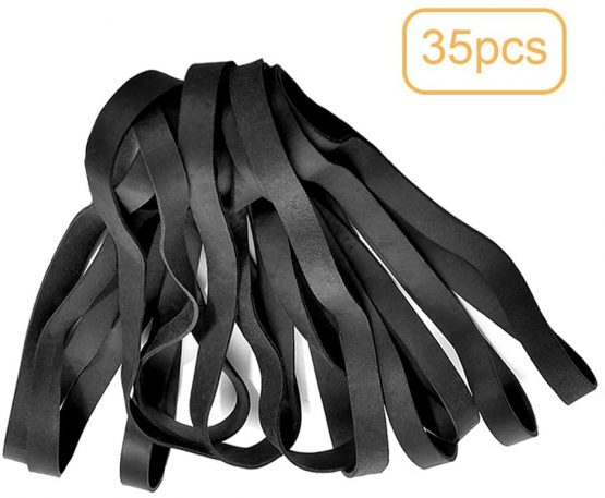 Rubber Bands, 35 Pcs Large Thick Elastic Rubber Bands Set Heavy Duty Trash Can Bands for Office Home School Bank Bank, Strong Durable Wide for Industrial, Cat Litter Box,File Folders Black