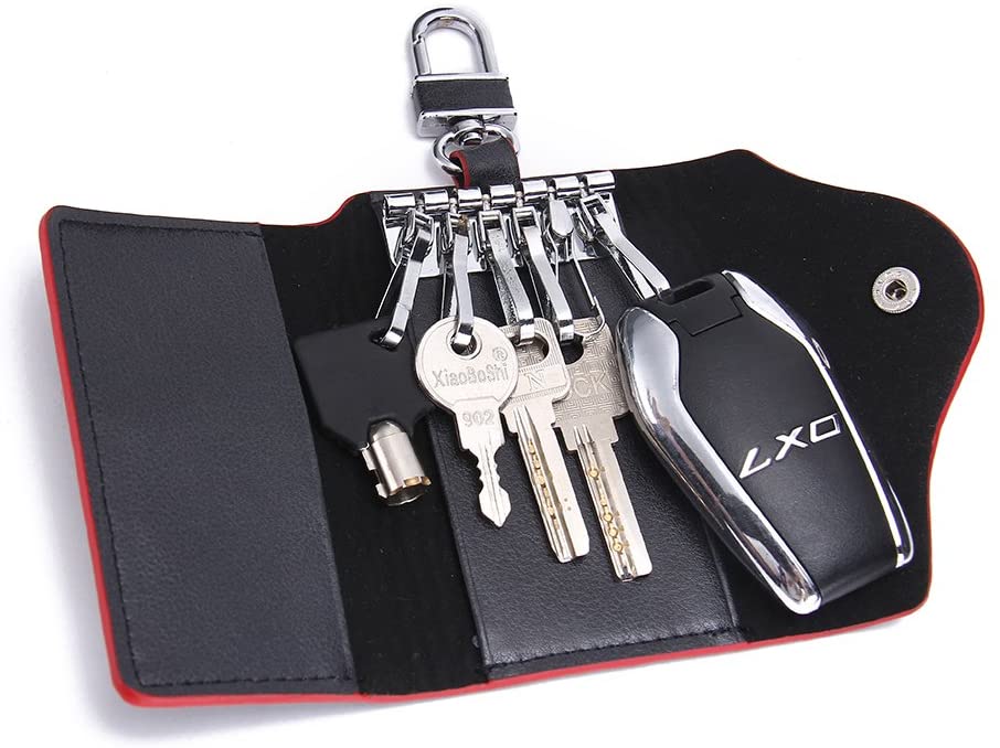 Contacts Mens Genuine Leather Cowhide Car Key Case Card ID Holder Wallet Black, standard size - Image 4