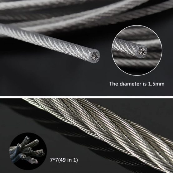 BUYGOO 2m Adjustable Picture Hanging Wire 1.5mm with Loop and Hook Heavy Duty Stainless Steel Wire Rope for Light/Lamp, Mirror Hold Up to 30 KG - Image 4