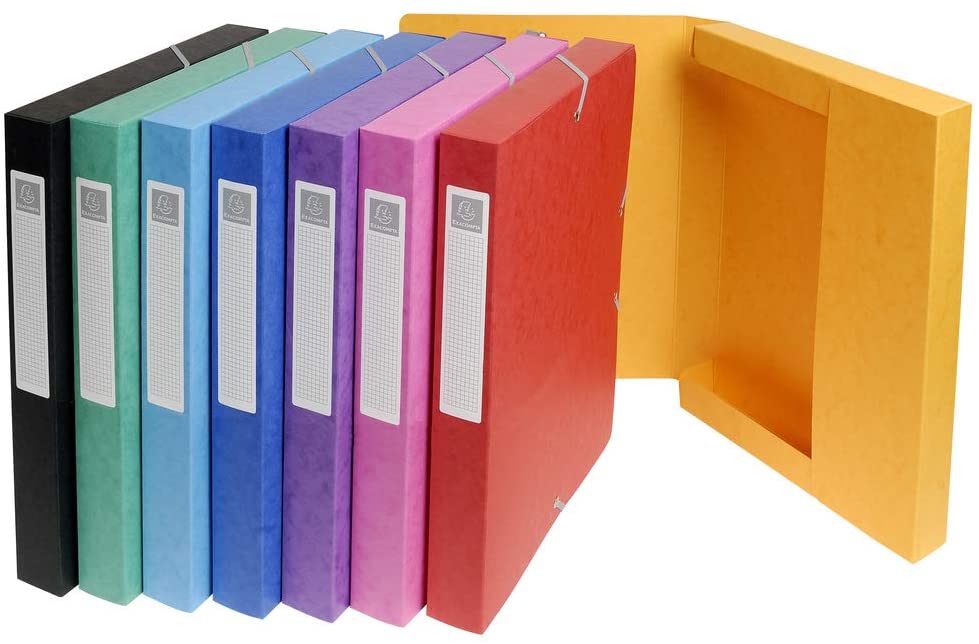 Exacompta, Ref 50300E, Elasticated Filing Archive Box, 270 x 340mm in Size, 25mm Spine, 600gsm Premium Pressboard - Image 2
