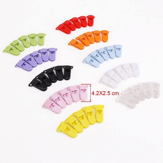 VORCOOL 50pcs 10 Colors T-shape Plastic Baby Dummy Pacifier Clips Badge Clips Bib Holders (Random Color) - Image 2