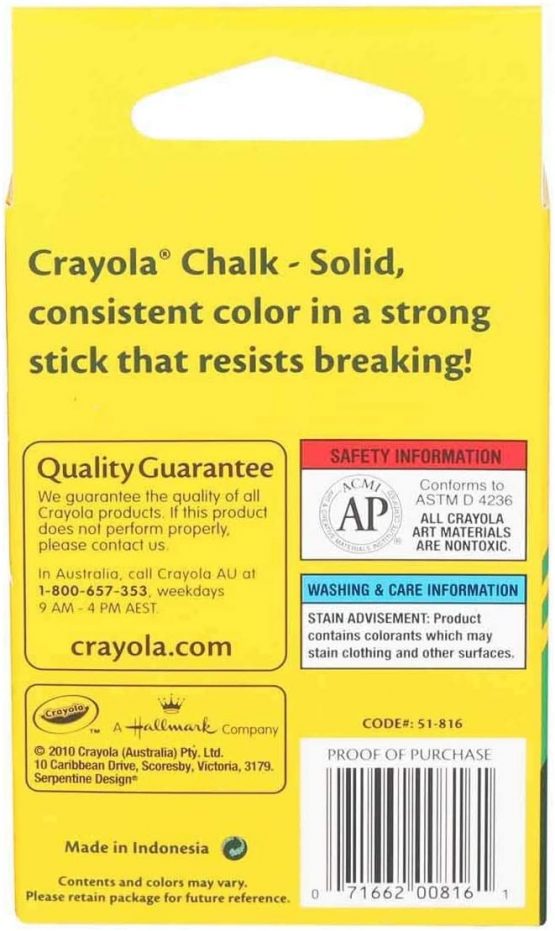 Crayola Colored Low Dust Chalk, 12Count In Each, 6 Pack - Image 3