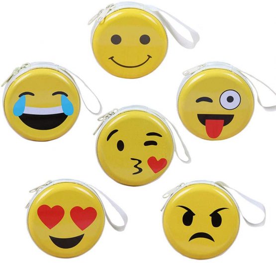 Expression Mini Coin Purse for Kids, Coin Tray Wallet Key Holder Clutch Bags, Headphones, Data Cable Storage Package, Gift for Boy and Girls (6 Pack)