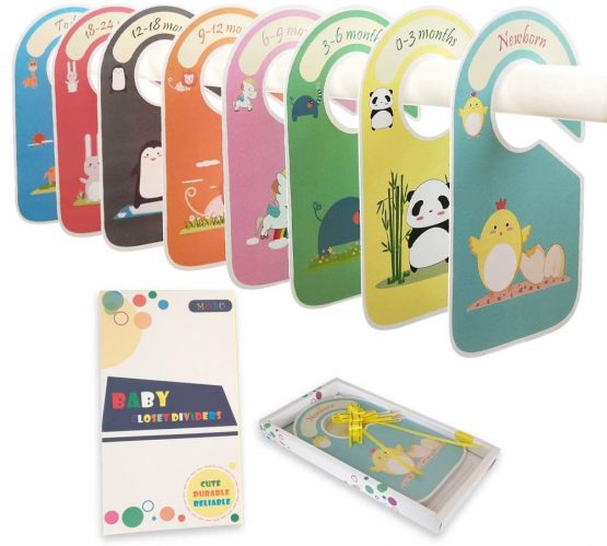 Baby Wardrobe Dividers Set Pack of 8 Baby Closet Dividers Cute Animals Design Plastic Nursery Closet Dividers Closet Organisers/Hangers Dividers