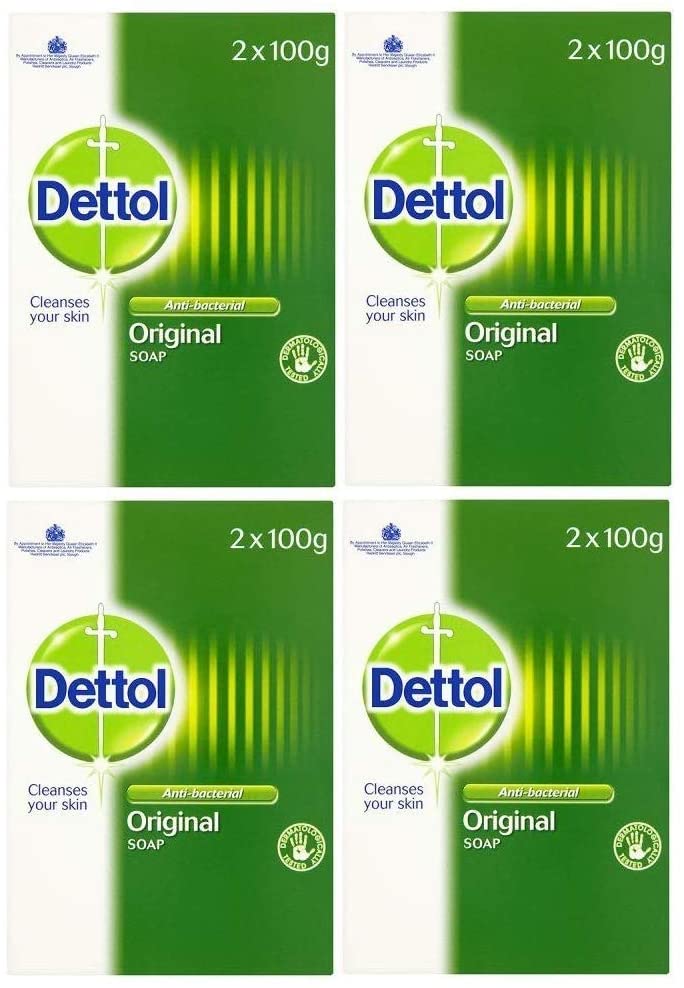 Dettol - Bar Soap Twin Pack (4 x Twin Packs), 200 g (Pack of 4)