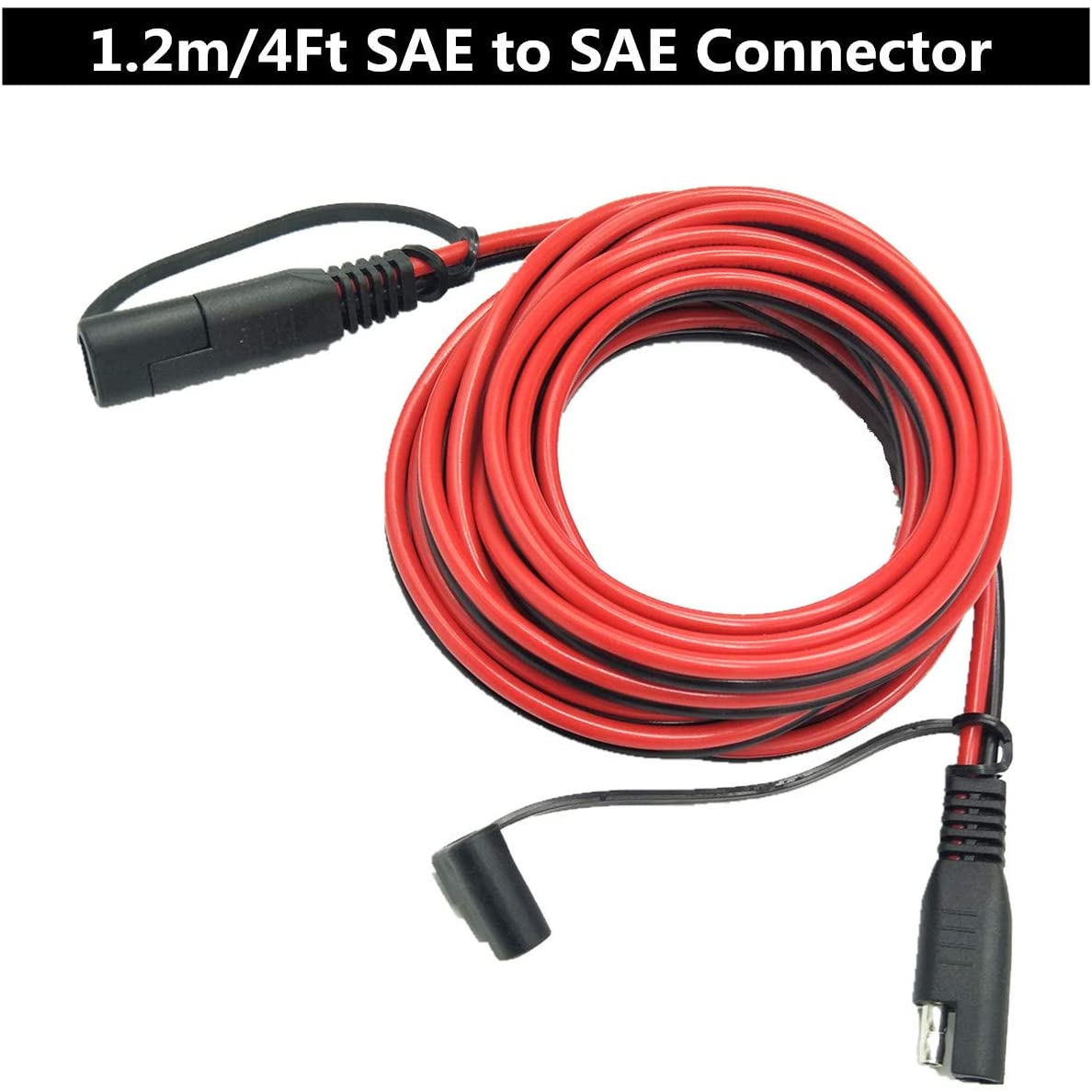 Aimofox Sae to Sae Extension Cable 16 Gauge 2 Pin Wire Harness Heavy Duty DC Cord Quick Disconnect/Connect SAE 1.2m Leads with Dust Cap 