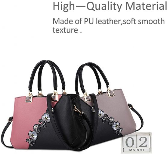 NICOLE & DORIS Handbags fashionable women's handbags for ladies flower pattern crossbody bags splicing color shoulder bags Pink - Image 3
