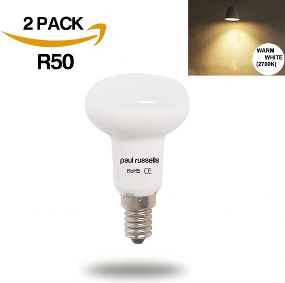 2 Pack 6W Reflector LED Light Bulbs E14 SES Small Edison Screw Paul Russells Bright 6W=50W Spotlight R50 Spot Light 120 Beam Lamp 2700K Warm White 50W Incandescent Replacement - Image 2