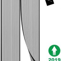 Magnetic Fly Screen Door, YRH Heavy Duty Bug Mesh Curtain with Powerful Magnets and Full Frame Magic Tape, Insect Protection Door No Gap, Keep Bugs Out Lets Fresh Air in,90 * 210cm (Black)