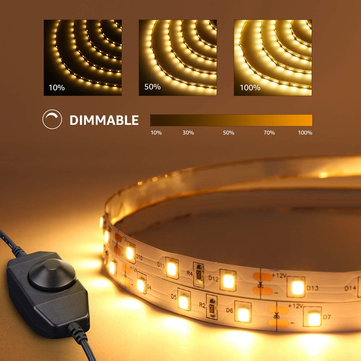 Lepro Warm White LED Strip Light 5M 300 LEDs, 1650lm Dimmable LED Tape Lights - Image 2