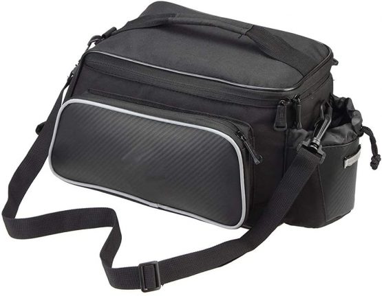 XPhonew 12L Waterproof Bike Rear Rack Bag Back Seat Pannier Trunk Bag for Outdoor Sport Mountain City Road MTB Bicycle Accessories Shoulder Handbag Bag Pannier with Water Bottle Packet - Black - Image 3