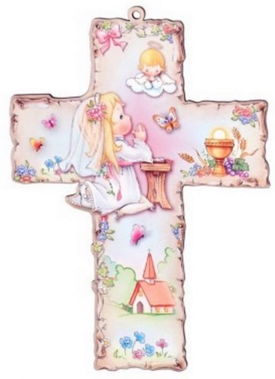 Colourful Baptism Cross for Girls - Image 2