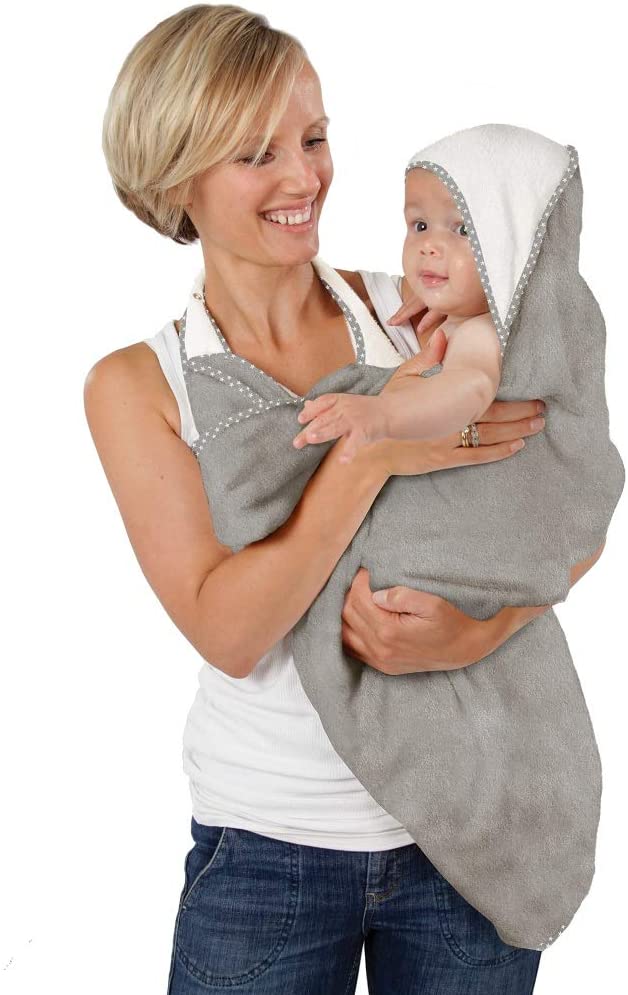 Cuddledry Hands Free Baby Bath Towel, Grey