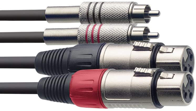 Stagg 25018317 3 m S Series Twin RCA Male to Twin XLR Female Cable, Black, 3m - Image 2