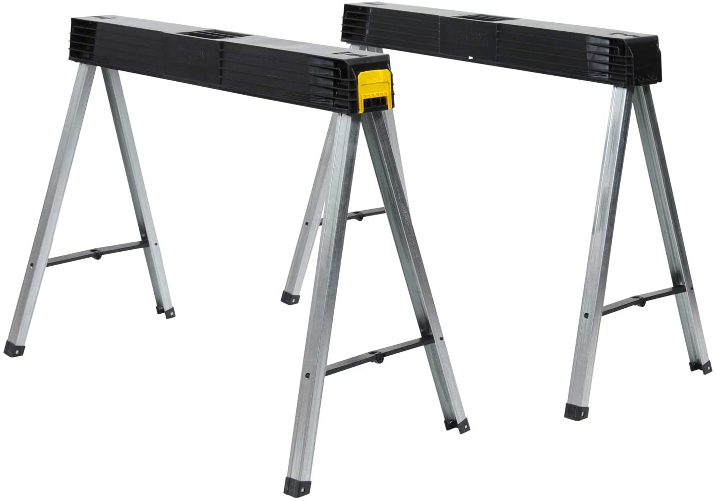 STANLEY Folding Metal Sawhorse (Pair), Portable and Durable Workbench Solution, Folding Workbench, Expandable Workstation