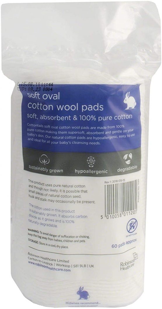 Cottontails Oval Cotton Wool Pads, Packs of 60 x 12 Packs - Image 2