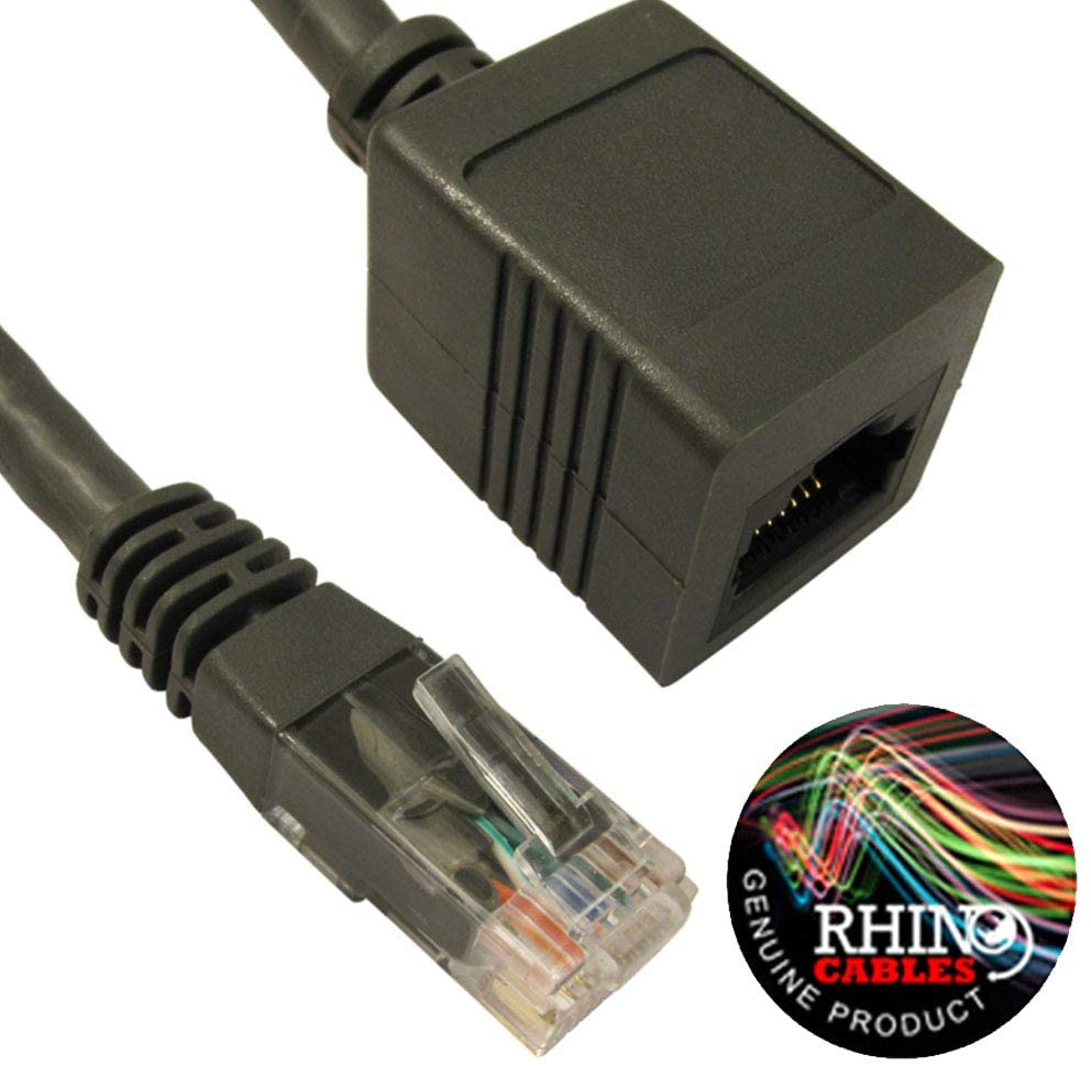rhinocables CAT 5 Ethernet RJ45 Extension Cable CAT5e LAN Gigabit Network Internet Extender Male to Female Patch Cord Connector (Pack of 1