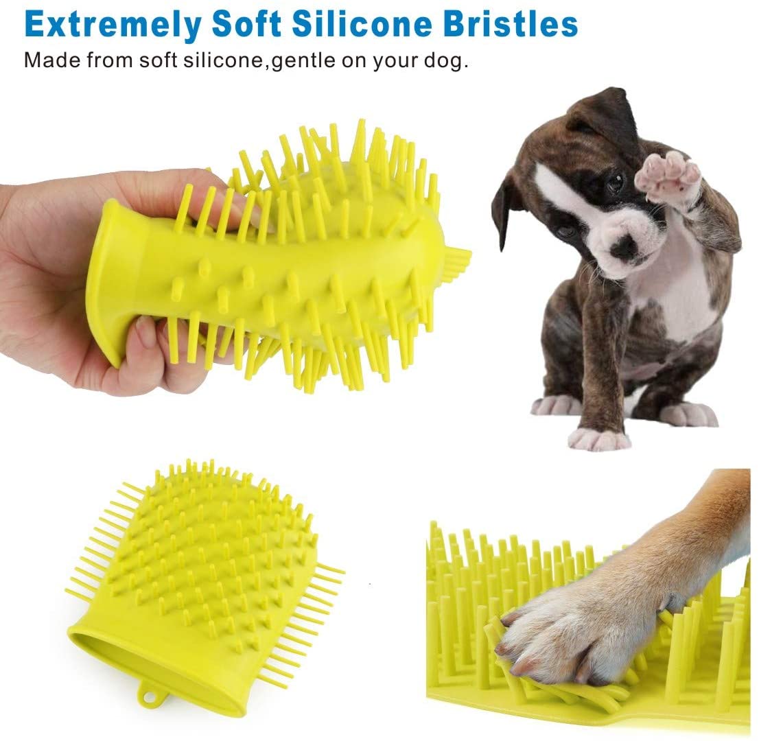 Idepet Dog Paw Cleaner,Protable Dog Cleaning Brush with Towel Pet Paw