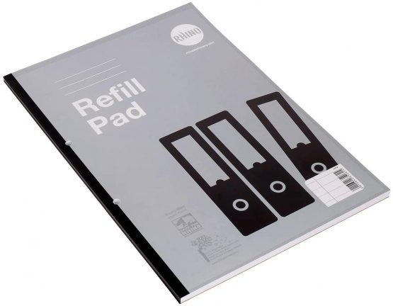 RHINO Stationery A4 Refill Pad 160 Page | 8mm Ruled with Margin | Side Bound Notepad Grey | School Notepad Quality Writing Paper