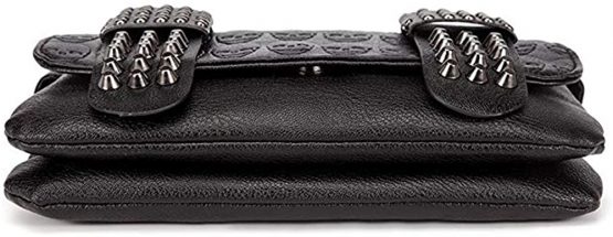 Chikencall Womens Punk Skull Print Crossbody Bag PU Leather Gothic Skull Shoulder Bag Purse with Chain - Image 4