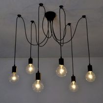 Lixada+ 6 Arms(Each with 1.7m Wire) Chandelier Pendant Lights Spider Lamp Antique Classic Edison Lamp Shade Ajustable DIY E27 Retro Ceiling Light for Dining Hall