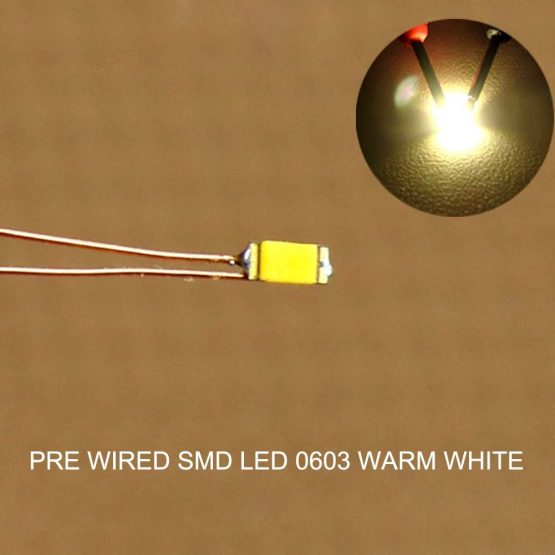 Evemodel C0603WM 20pcs Pre-soldered micro 0.1mm Copper Wired WARM WHITE SMD Led 0603 NEW - Image 2