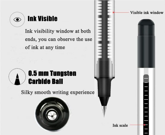 Rollerball Pens, GXR 12 PCS 0.5mm Extra Fine Point Pens, Quick-Drying Ink Rolling Ball Pens, Black Liquid Ink Pen for Office, Home, Company, School-Black… - Image 4