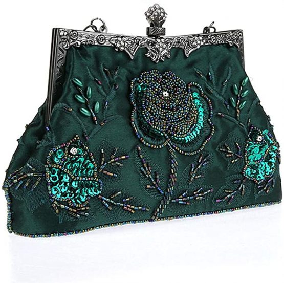 MMYOMI Vintage Floral Beaded Rhinestone Embroidery Clutch Sequin Wedding Party Prom Bag Bridal Ladies Crossbody Evening Handbag - Image 3