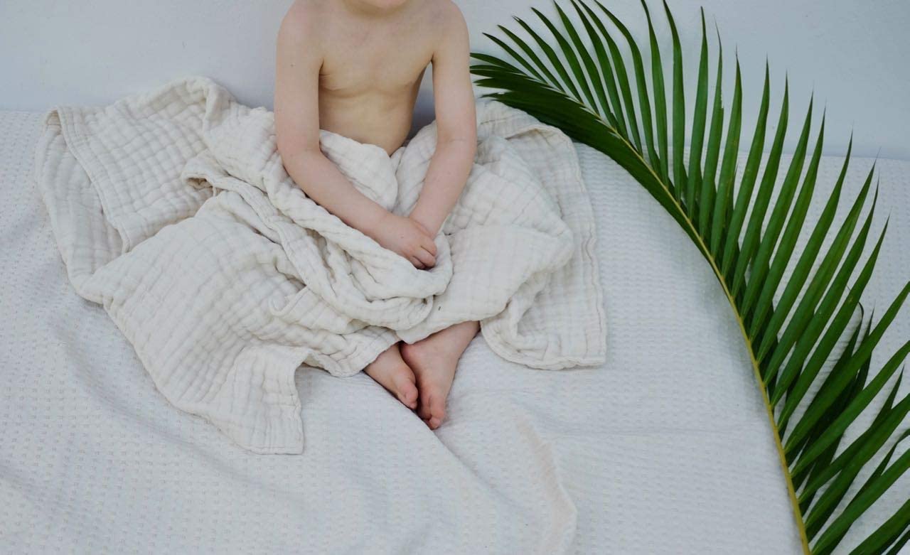 Chunky Organic Baby Blanket/Tummy Time Mat in Unbleached Cotton. Eco Gift, Natural, XL - Image 3