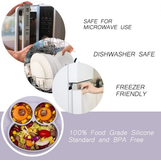 Baby Silicone Placemat, Non-Slip Feeding Plate for Toddlers Babies Kids with Strong Suction Fits Most Highchair Trays BPA-Free FDA Approved, Dishwasher and Microwave Safe (Gray Owl) - Image 3