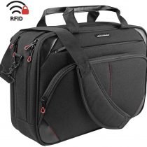 KROSER Laptop Bag 15.6 Inch Laptop Briefcase Laptop Messenger Bag Water Repellent Computer Case Laptop Shoulder Bag Durable Tablet Sleeve with RFID Pockets for Business/College/Women/Men-Black/Red