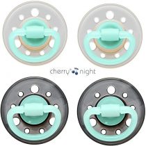 NIP Cherry Round Dummy Night Size 2 from 6+ Months Black Night & Milky White Glow in the Dark