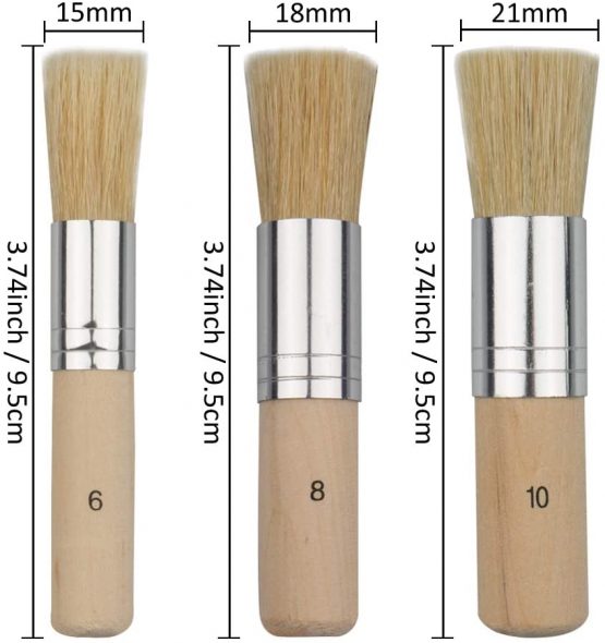 Novelfun Wooden Stencil Brush (Set of 3), Natural Bristle Brushes Perfect for Acrylic Painting, Oil Painting, Watercolor Painting, Stencil Project, Card Making and DIY Art Crafts - Image 2