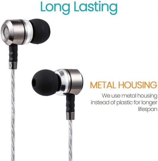 Sephia SP3060 Earphones Headphones Wired In Ear Design Strong Bass Noise Isolating Silicone and Memory Foam Earbud Tips Case 3.5mm Jack 3.9 Feet Long Durable Cord for Tablets Laptops Smartphones - Image 4