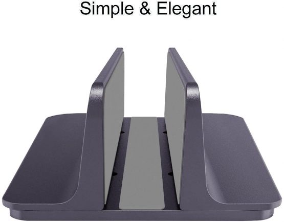 MOSISO Vertical Laptop Stand, Aluminum Alloy Desk Holder Space-Saving Stand Compatible with MacBook Air/Pro/iPad/Lenovo/Dell/Surface/Samsung/HP and Other Laptop Notebook, Space Gray - Image 4