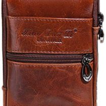 Xieben Leather Phone Belt Holster Waist Case Bag for Men Travel Outdoor Camping Cell Phone Loop Pouch Pack Purse Wallet Holder for iPhone Coffee